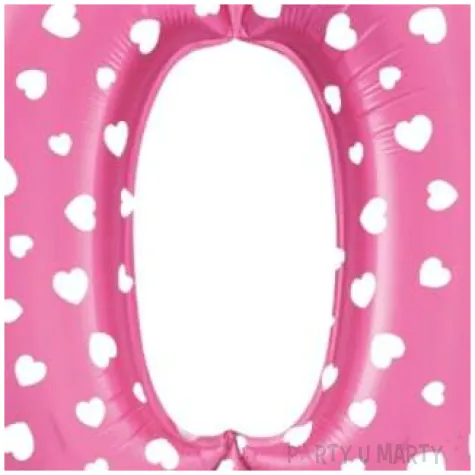 balon foliowy cyfra 0 serduszka rozowy jix 18 dgt