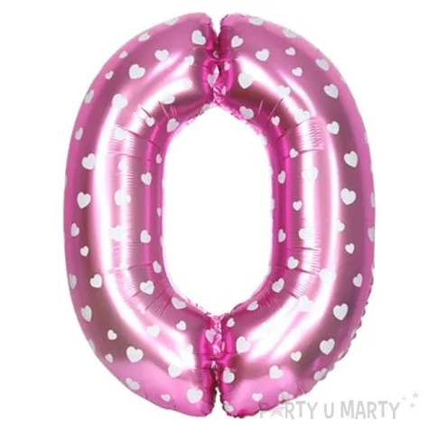 balon foliowy cyfra 0 serduszka rozowy oem 16 dgt