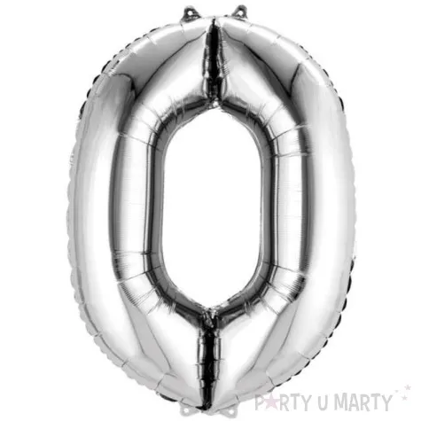 balon foliowy cyfra 0 srebrny amscan 24 dgt