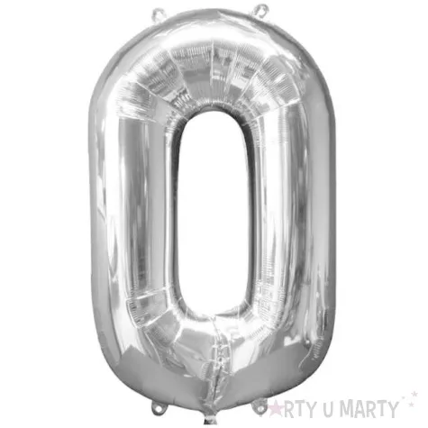 balon foliowy cyfra 0 srebrny amscan 34 dgt