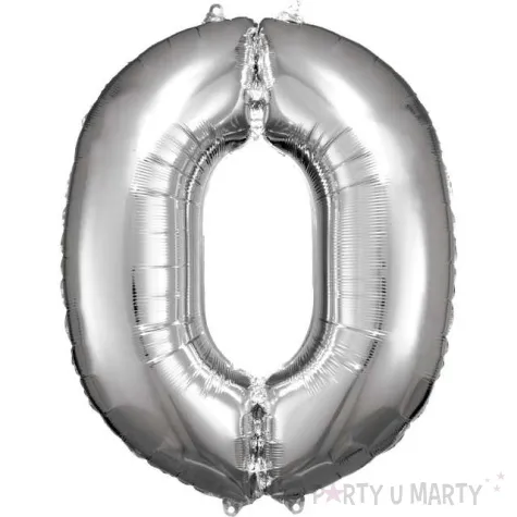 balon foliowy cyfra 0 srebrny amscan 34 dgt