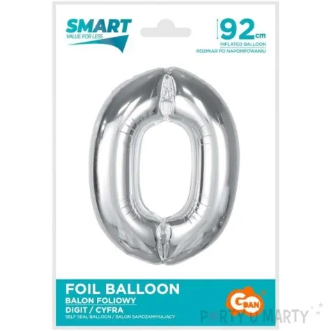 balon foliowy cyfra 0 srebrny godan 36 dgt