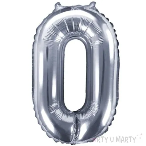 balon foliowy cyfra 0 srebrny partydeco 14 dgt