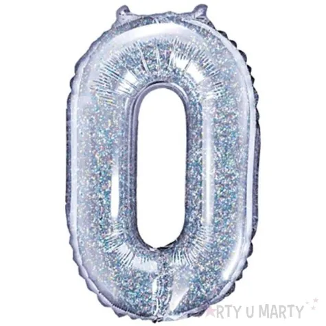 balon foliowy cyfra 0 srebrny partydeco 14 dgt