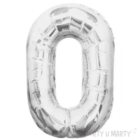 balon foliowy cyfra 0 srebrny uniqie 34 dgt