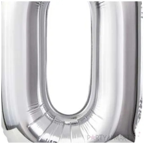 balon foliowy cyfra 0 stojaca srebrny godan 15 dgt