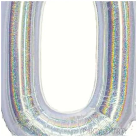 balon foliowy cyfra 0 stojaca srebrny holograficzny godan 28 dgt