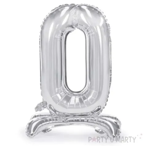balon foliowy cyfra 0 stojaca srebrny partydeco 27 shp