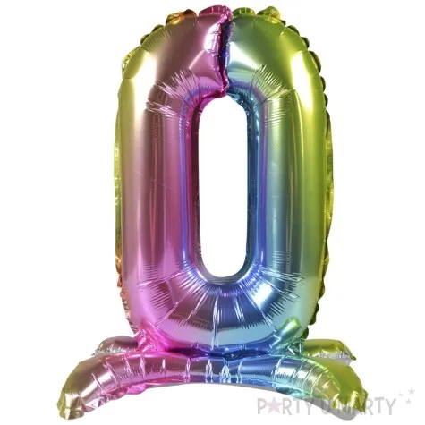 balon foliowy cyfra 0 stojaca teczowa arpex 16 dgt