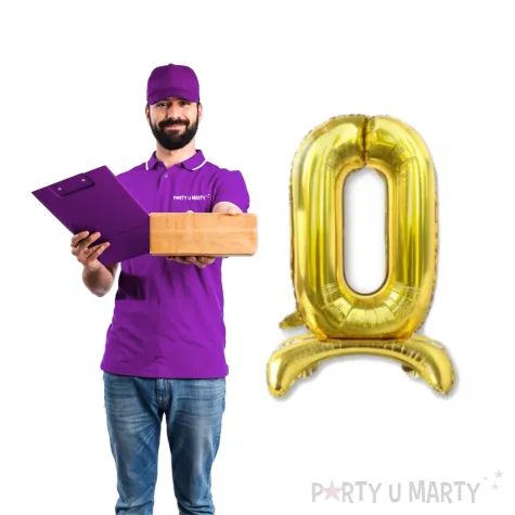 balon foliowy cyfra 0 stojaca zlota dekoracjepolska 15 dgt