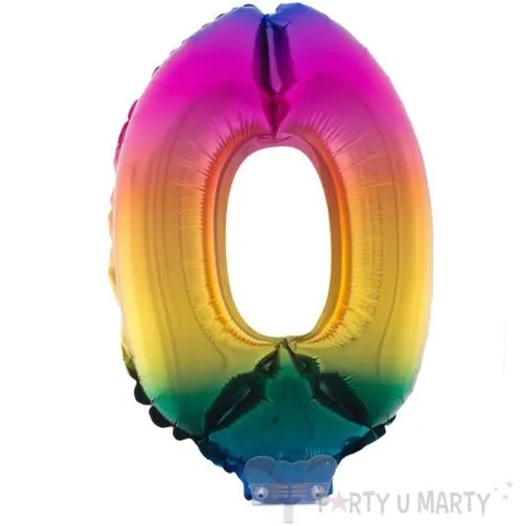 balon foliowy cyfra 0 teczowy funny fashion 16 dgt