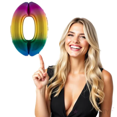 balon foliowy cyfra 0 teczowy funny fashion 40 dgt