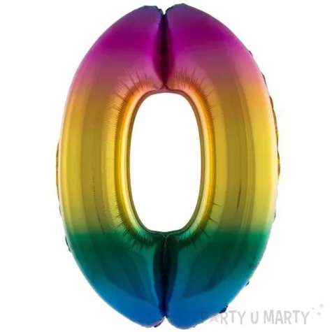 balon foliowy cyfra 0 teczowy funny fashion 40 dgt
