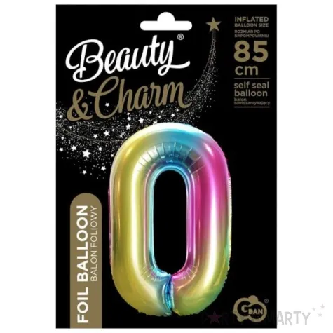 balon foliowy cyfra 0 teczowy godan 34 dgt