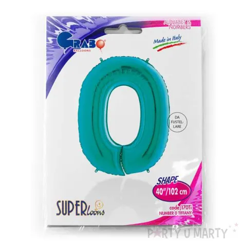 balon foliowy cyfra 0 turkusowy grabo 40 dgt