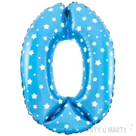 balon foliowy cyfra 0 w gwiazdki niebieski jix 18 shp