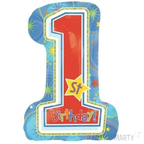 balon foliowy cyfra 1 1st birthday niebieski amscan 28 dgt