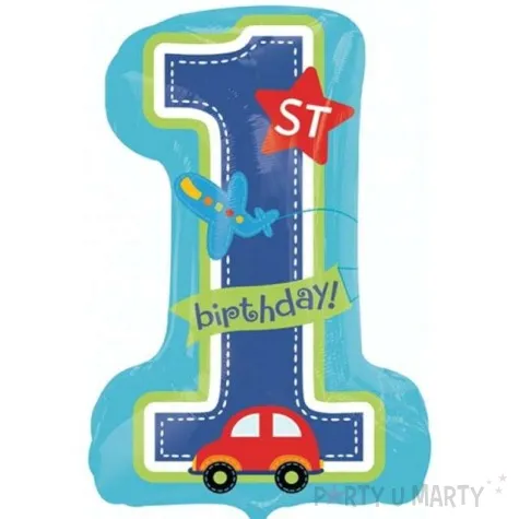 balon foliowy cyfra 1 1st birthday niebieski amscan 28 dgt