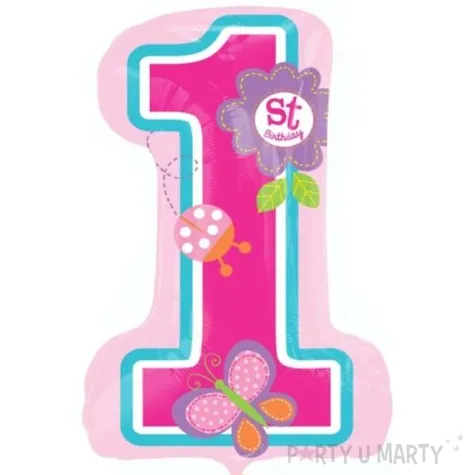 balon foliowy cyfra 1 1st birthday rozowy amscan 28 dgt