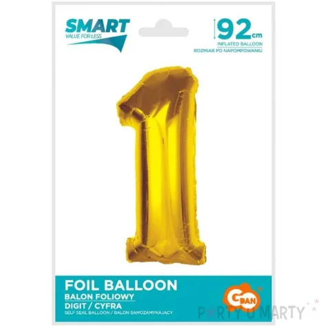 balon foliowy cyfra 1 beauty charm zloty godan 36 dgt
