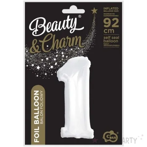 balon foliowy cyfra 1 bialy godan 36 dgt