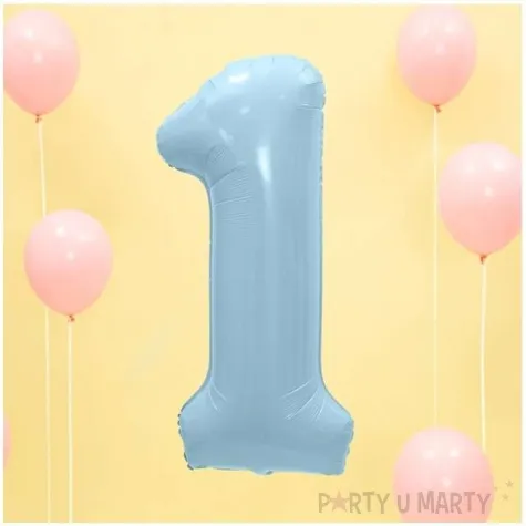 balon foliowy cyfra 1 blekitny partydeco 34 dgt