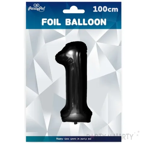 balon foliowy cyfra 1 czarny partypal 39 dgt