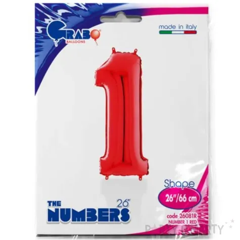 balon foliowy cyfra 1 czerwony grabo 26 dgt