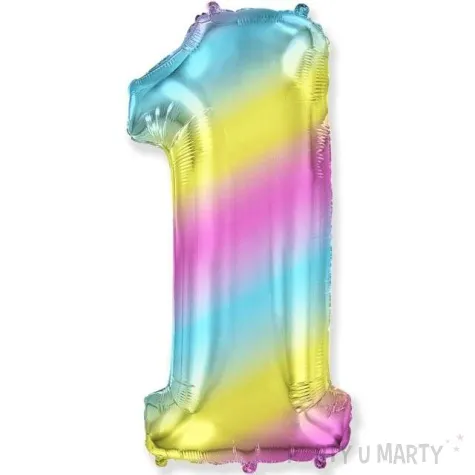 balon foliowy cyfra 1 gradient pastelowy flexmetal 34 dgt