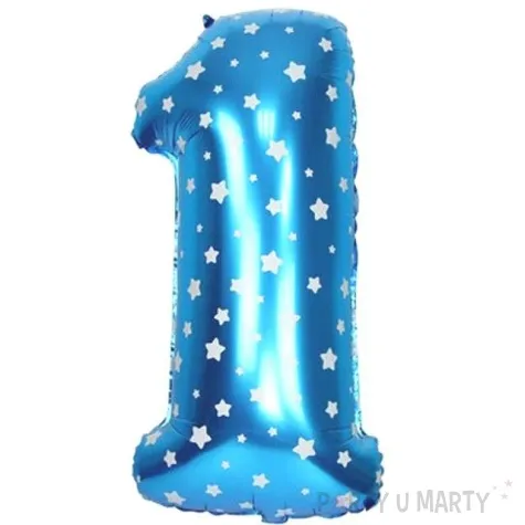 balon foliowy cyfra 1 gwiazdki niebieski oem 16 dgt