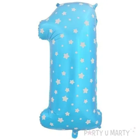 balon foliowy cyfra 1 gwiazdy blekitny oem 40 dgt
