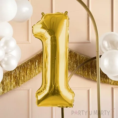 balon foliowy cyfra 1 jasnozloty partydeco 34 dgt
