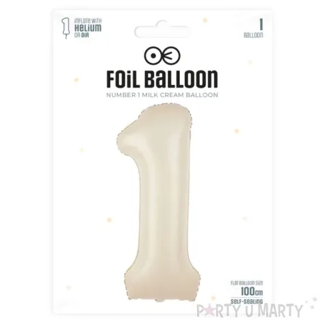 balon foliowy cyfra 1 kremowy 39 dgt