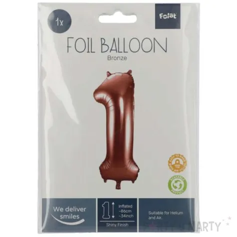balon foliowy cyfra 1 metaliczny brazowy folat 34 dgt
