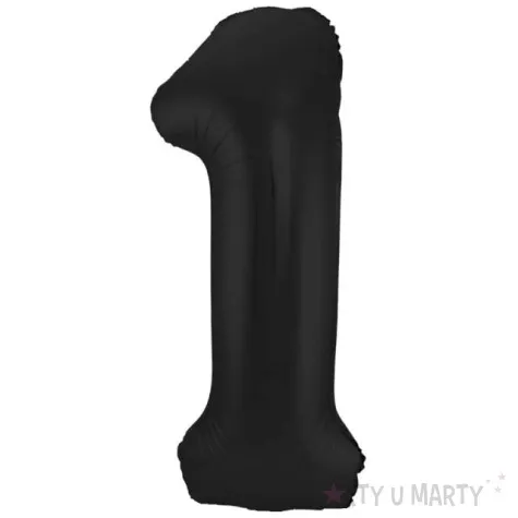 balon foliowy cyfra 1 metaliczny mat czarny folat 34 dgt