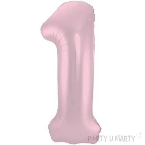 balon foliowy cyfra 1 metaliczny mat rozowy pastelowy folat 34 dgt