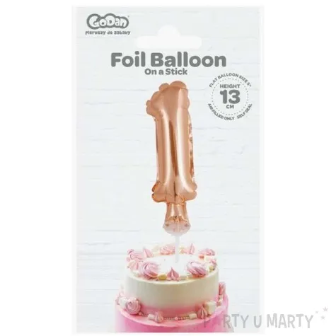 balon foliowy cyfra 1 micro rozowe zloto godan 5 dgt