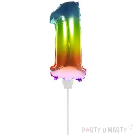 balon foliowy cyfra 1 mini teczowy folat 14 dgt