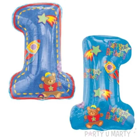 balon foliowy cyfra 1 mis niebieski amscan 28 dgt