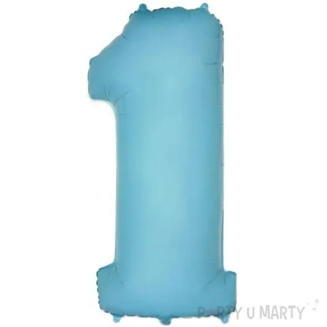 balon foliowy cyfra 1 niebieski delikatny flexmetal 34 dgt
