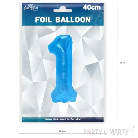 balon foliowy cyfra 1 niebieski partypal 16 dgt