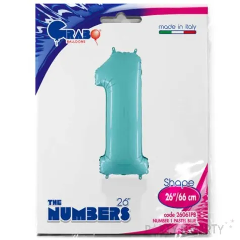 balon foliowy cyfra 1 niebieski pastel grabo 26 dgt