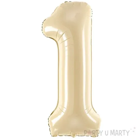 balon foliowy cyfra 1 pastel bezowy partydeco 34 dgt
