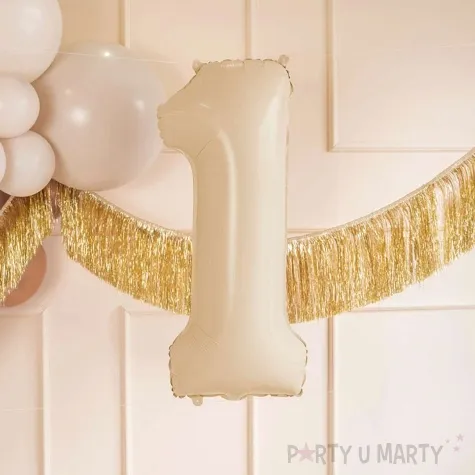 balon foliowy cyfra 1 pastel bezowy partydeco 34 dgt