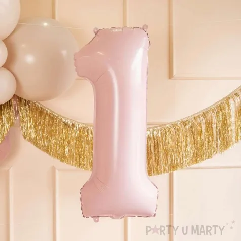 balon foliowy cyfra 1 pastel rozowy jasny partydeco 34 dgt