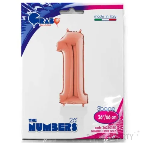 balon foliowy cyfra 1 rozowe zloto grabo 26 dgt