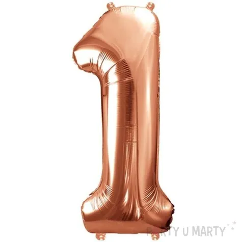 balon foliowy cyfra 1 rozowe zloto partydeco 34 dgt