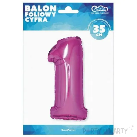 balon foliowy cyfra 1 rozowy godan 14 dgt
