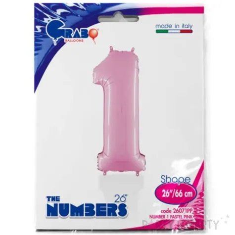 balon foliowy cyfra 1 rozowy pastel grabo 26 dgt