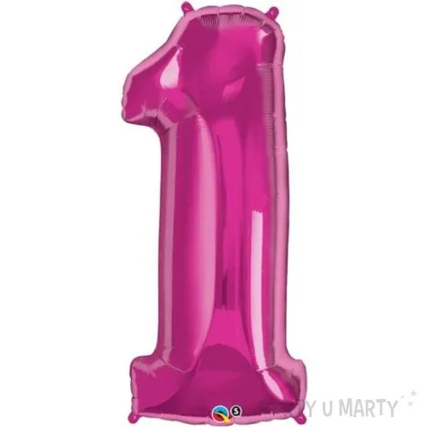 balon foliowy cyfra 1 rozowy qualatex 38 dgt